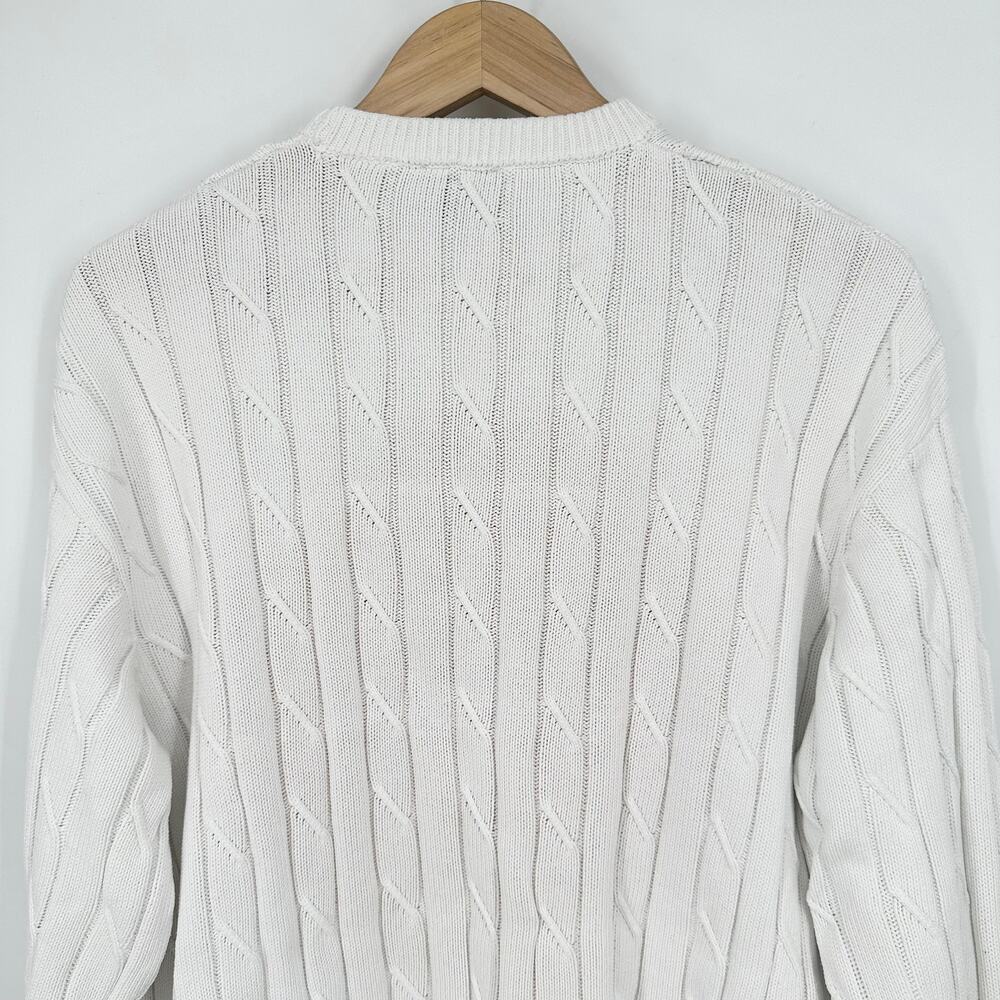 Joshua Sanders x Smiley Unisex Smile Chunky Cable Knit Sweater Crew Neck, White - Picture 10 of 14